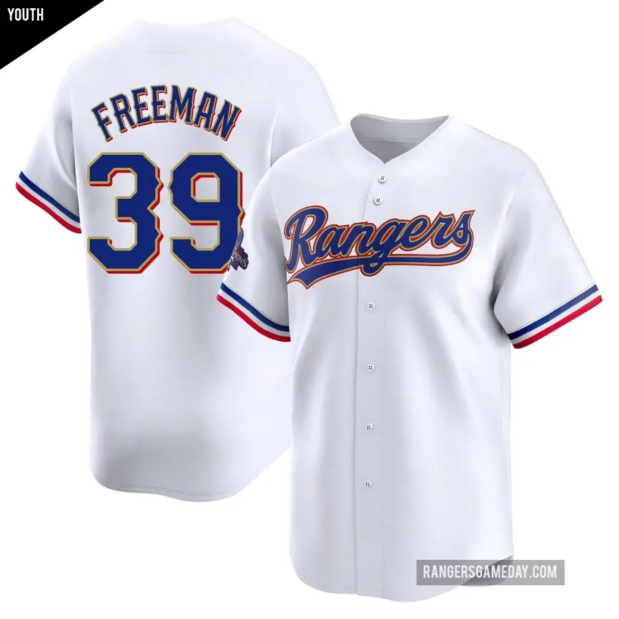 Youth Texas Rangers ＃39 Cody Freeman Limited Gold White 2024 Collection Jersey