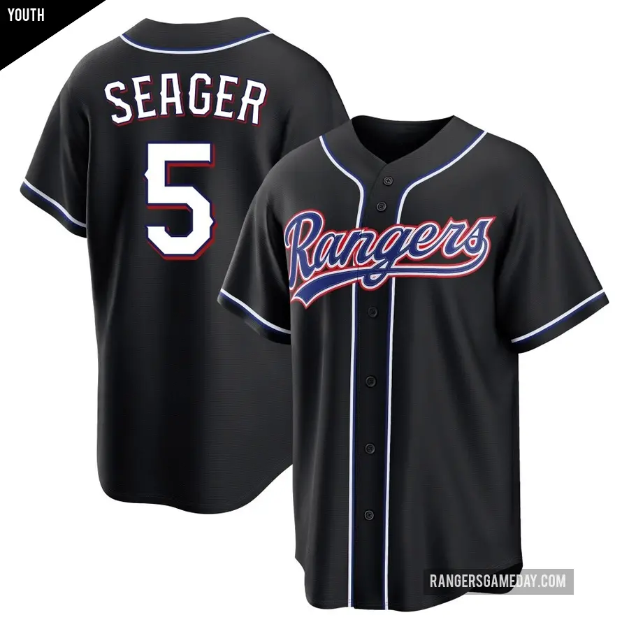 Youth Texas Rangers ＃5 Corey Seager Replica Black Fashion Out Jersey