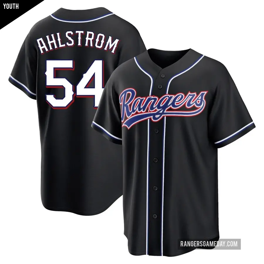 Youth Texas Rangers ＃54 Robert Ahlstrom Replica Black Fashion Out Jersey