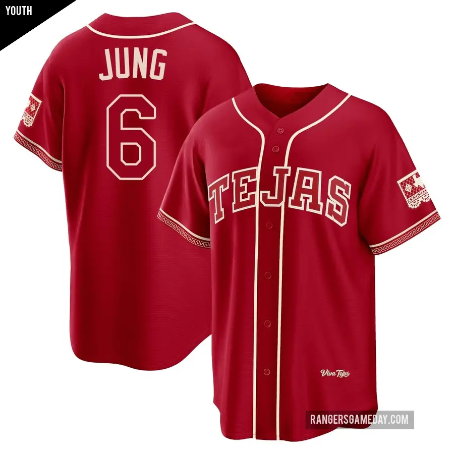 Youth Texas Rangers ＃6 Josh Jung Limited Red 2026 City Connect Stadium Jersey