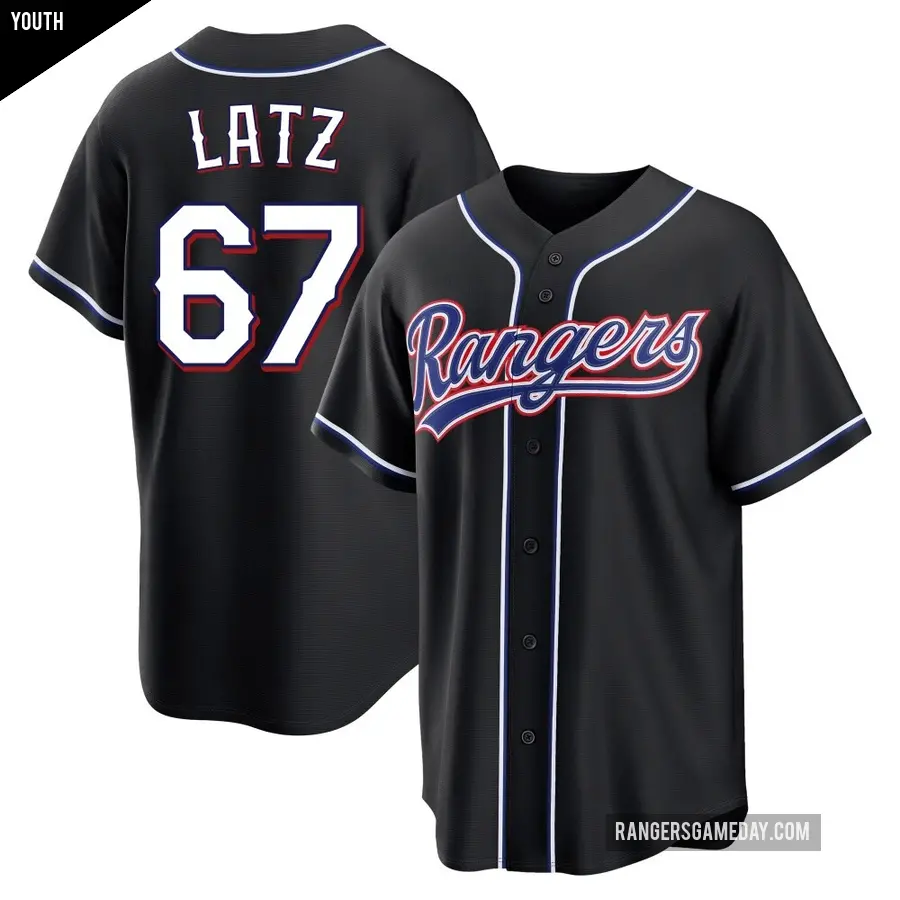 Youth Texas Rangers ＃67 Jacob Latz Replica Black Fashion Out Jersey