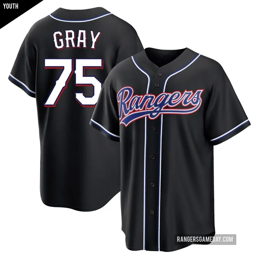 Youth Texas Rangers ＃75 Peyton Gray Replica Black Fashion Out Jersey