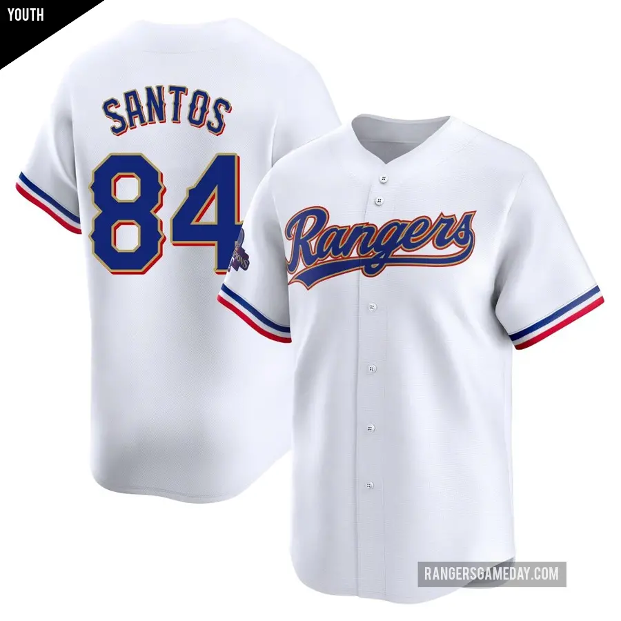 Youth Texas Rangers ＃84 Winston Santos Limited Gold White 2024 Collection Jersey