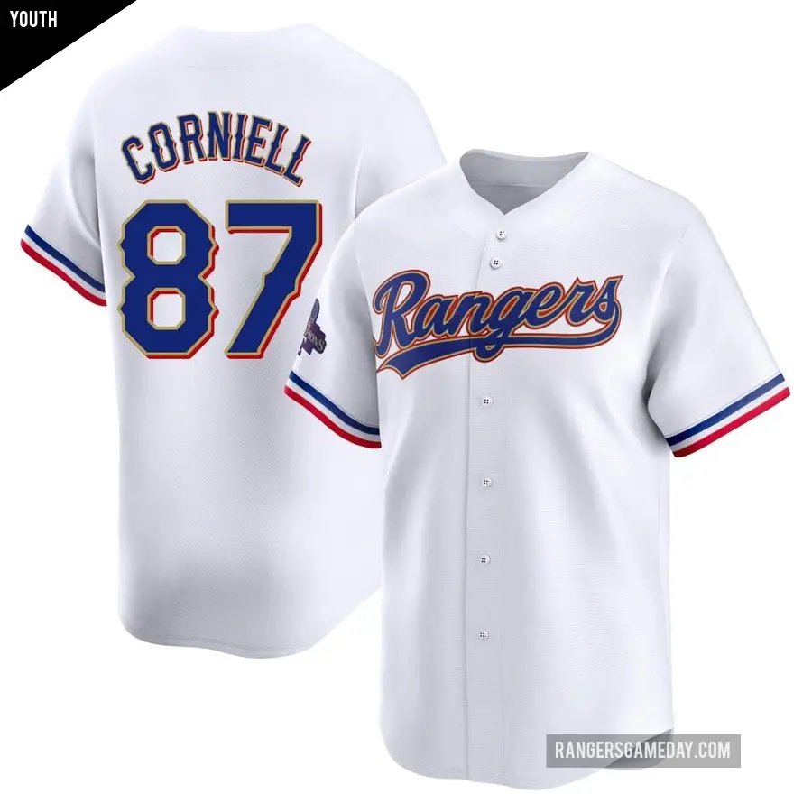 Youth Texas Rangers ＃87 Jose Corniell Limited Gold White 2024 Collection Jersey